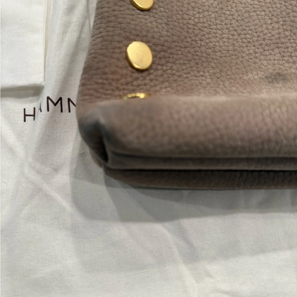 Hammitt Nubuck brushed suede Taupe crossbody and slip Wallet with Gold Accents - Picture 12 of 15